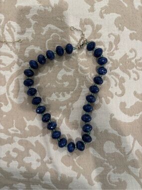 J. Crew Navy Blue Faceted Bead Necklace